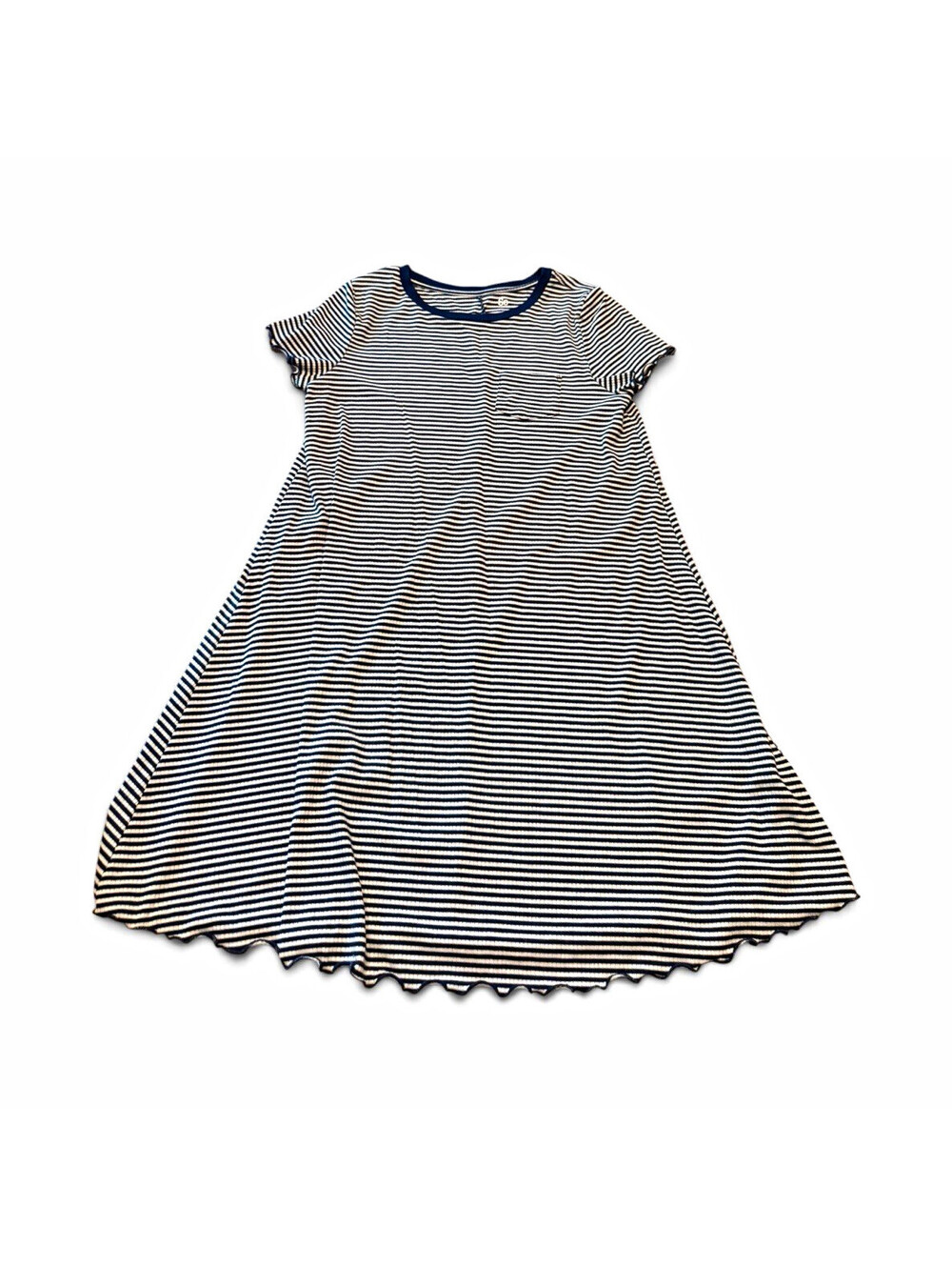 So Womens Blue White Striped Long T-Shirt Dress Short Sleeve Pocket Size S